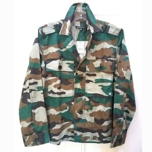 J CREW CAMOUFLAGE MILITARY UTILITY JACKET SZ M